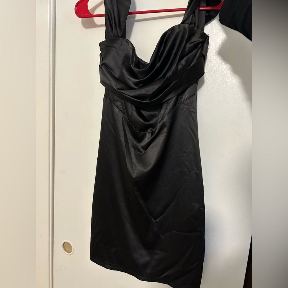 Black satin dress
